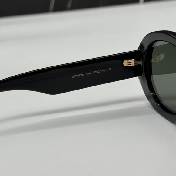 NEW GG1587S 001 GUCCI BLACK GREEN OVAL WOMEN GUCCI SUNGLASSES - Picture 9 of 12